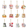 12-teiliger Katzen-DIY-Doppelseiten-Diamant-Schl&uuml;sselring f&uuml;r Erwachsene als Geburtstagsgeschenke