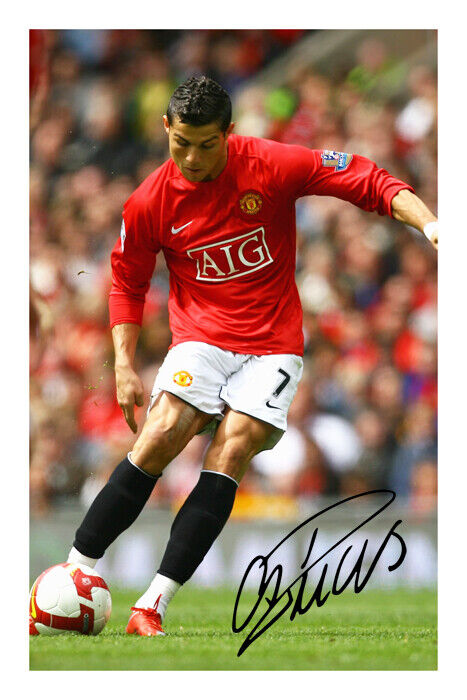 Cristiano Ronaldo Signed A4 Photo Poster painting Print Autograph Manchester United 2008 CL