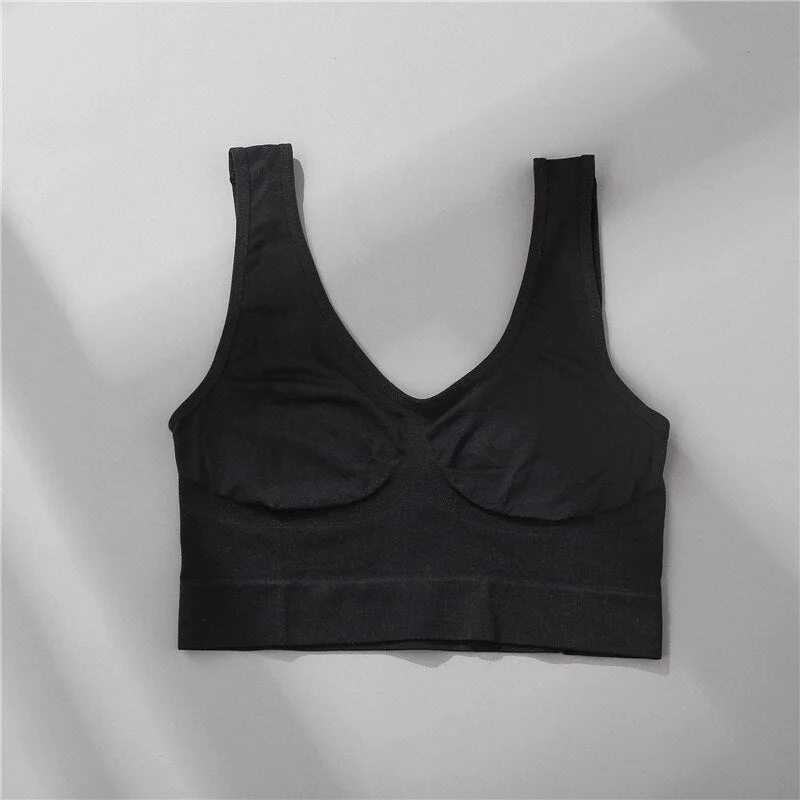 FINETOO Seamless Women Tank Crop Top Wireless Breathable Sports Women‘s Underwear Sexy Lingerie Push Up Camisole For Girls