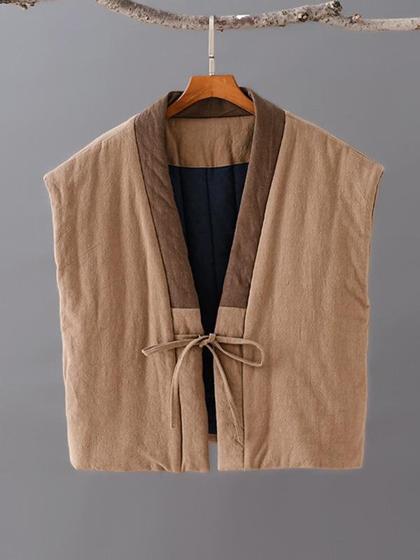 Vintage Splicing Color Quilted Short V-Neck Vest