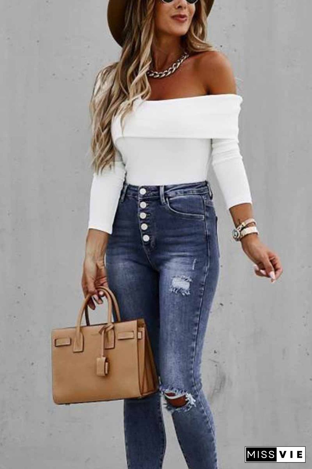 Solid Color Sexy Strapless Long Sleeves Tops