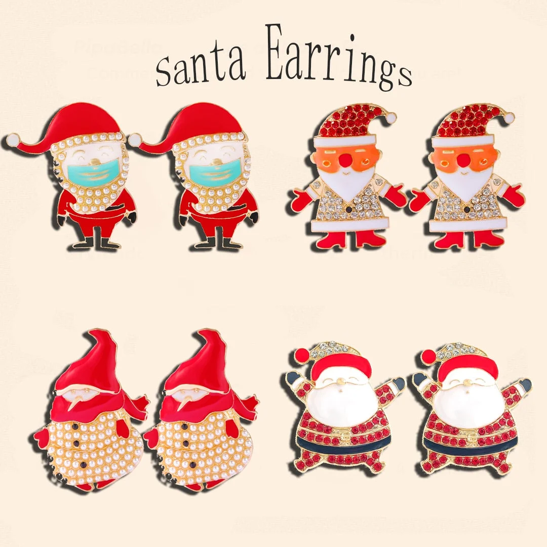 Dvacaman Sparkle Christmas Tree Candy Cane Gingerbread House Christmas Cactus Snowman Santa Drop Earrings For Women Cute Jewelry