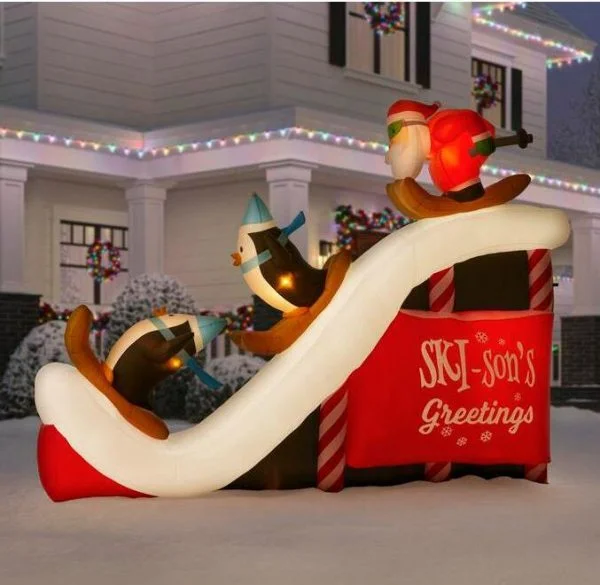 🔥kukelife🔥Christmas-inflatable santa ski scene