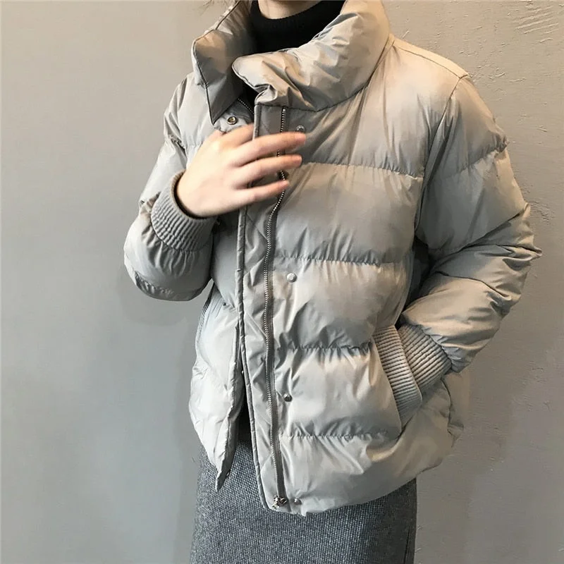 Fashion Casual Short Stand Collar Parka Oversize Coat 2023 New Winter Down Jacket Women Thick Warm Chic Coat Female
