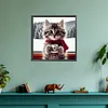 Cat Drinking Coffee-Full Round Diamond Painting 30*30CM