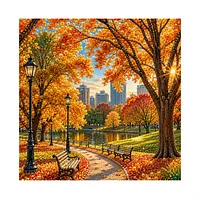 Autumn Park Bench - Pearls Painting