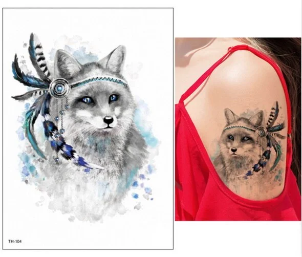 21*15cm NEW Temporary Tattoo Sticker cute leopard wolf tiger animals pattern Waterproof body art fake tattoo women men DIY paint