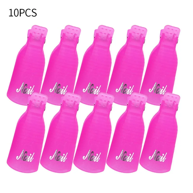 Nail UV Gel Polish Remover Tools Set Soak Off UV Gel 10pcs Cap Clip 1000pcs Nail Wraps Fingers Cotton Nail Art Clean Kits-Nail Inspo
