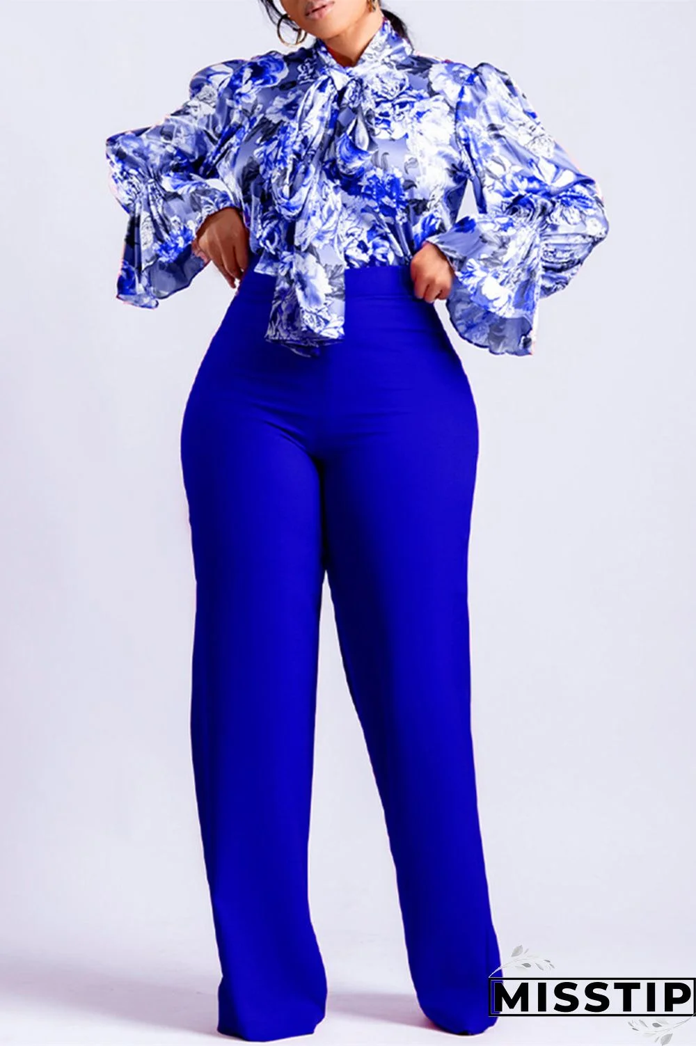 Rose Red Casual Print Patchwork O Neck Long Sleeve Two Pieces