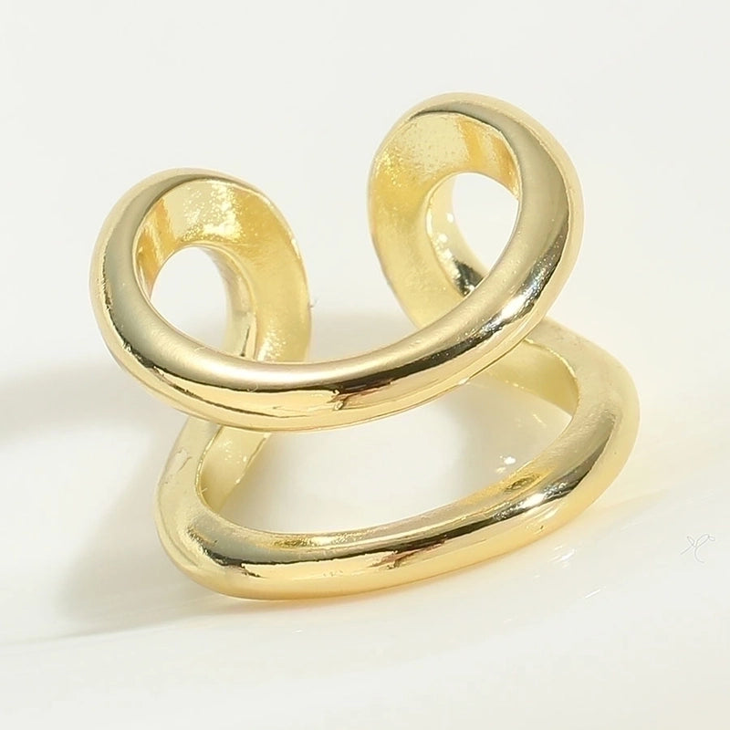 Minimalist Geometric Copper Twist 14k Gold Plated Open Rings