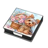 PU Dog Flower Diamond Painting Notecard Box with 160 Sheets of Paper