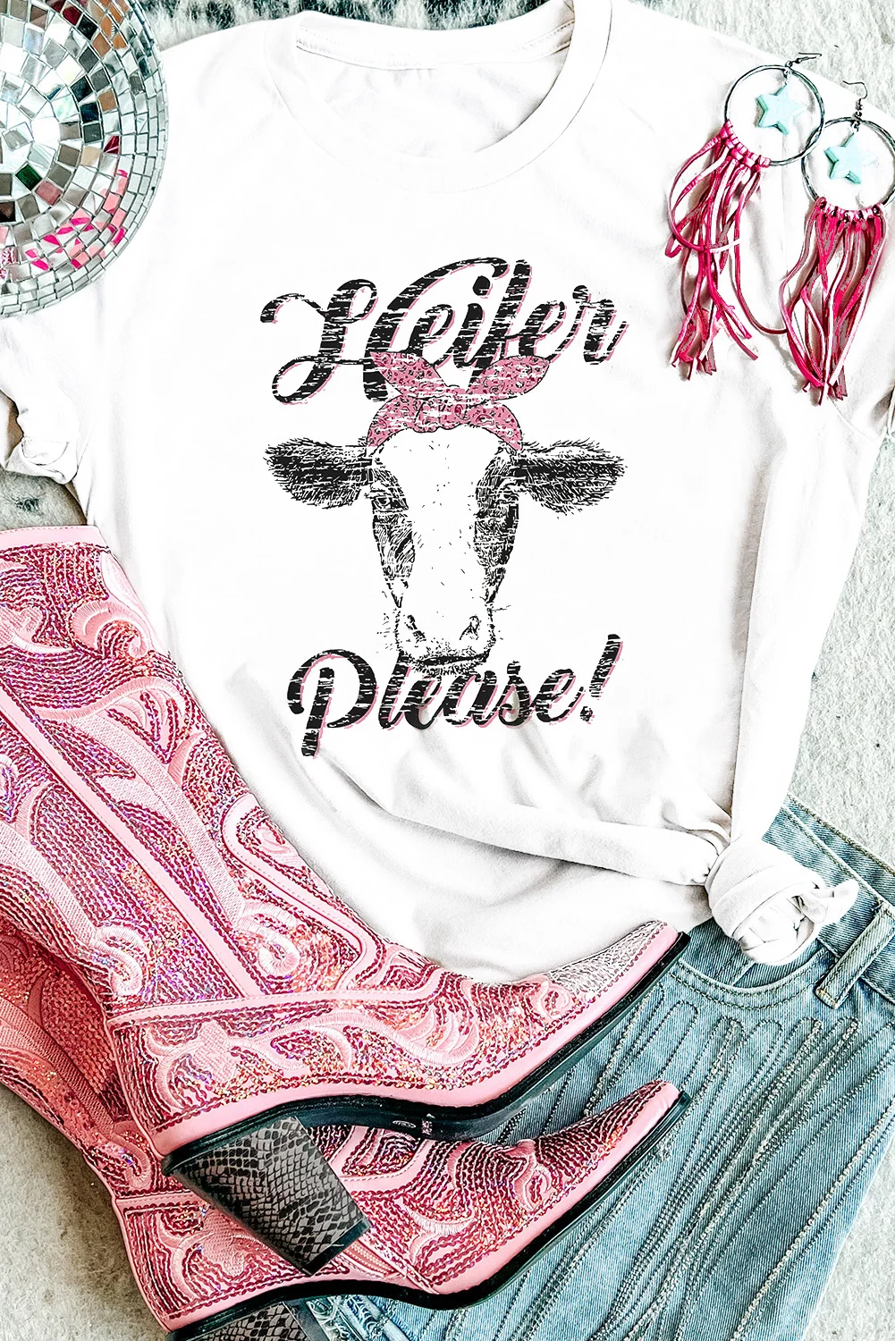 White Heifer Please Cute Graphic Print T Shirt | IFYHOME
