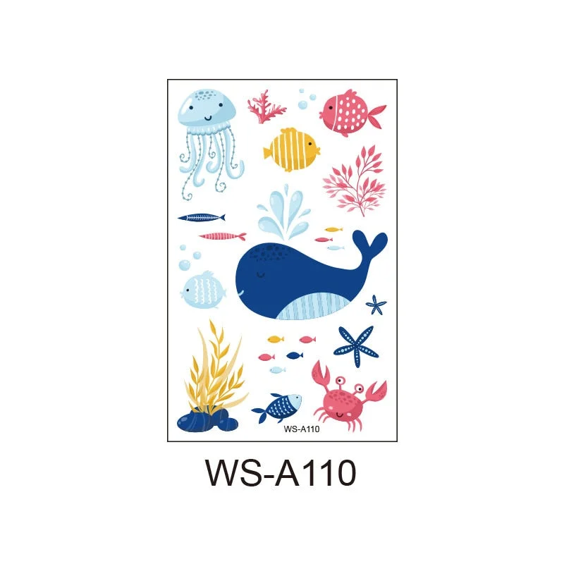 New Waterproof Reward Children Tattoo Sticker Tropical Fish Fantasy Octopus Little Dolphin Fun Ocean Tattoo Sticker