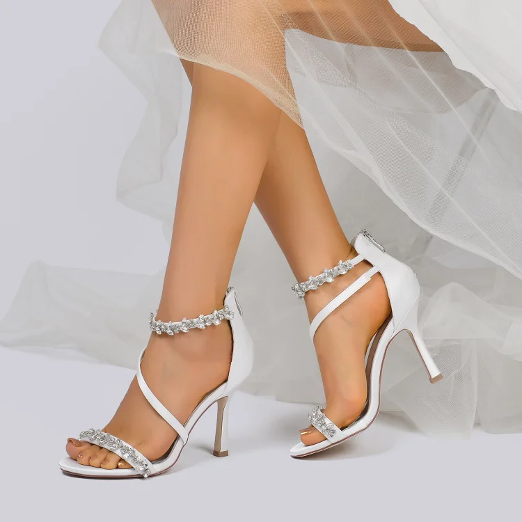 Rhinestone Ankle Strap Stiletto Heel Wedding Shoes  Stunahome.com