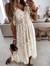 Lacy Crochet Condole Belt Midi Dress