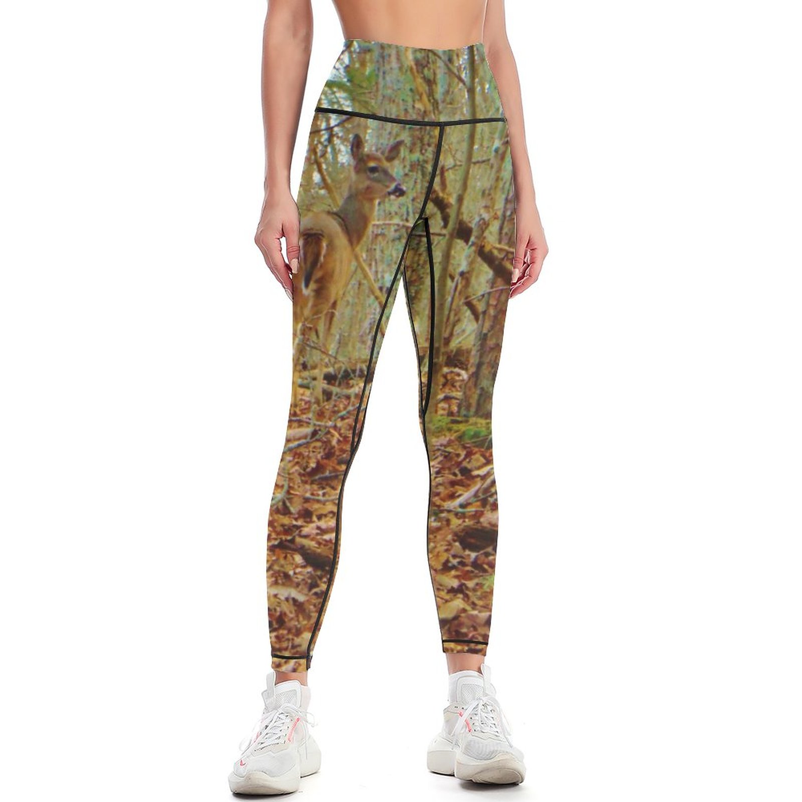 Deer In The Wood Camo Camouflage Stretch  Yoga Pants Women High Waisted Tummy Control Workout Leggings