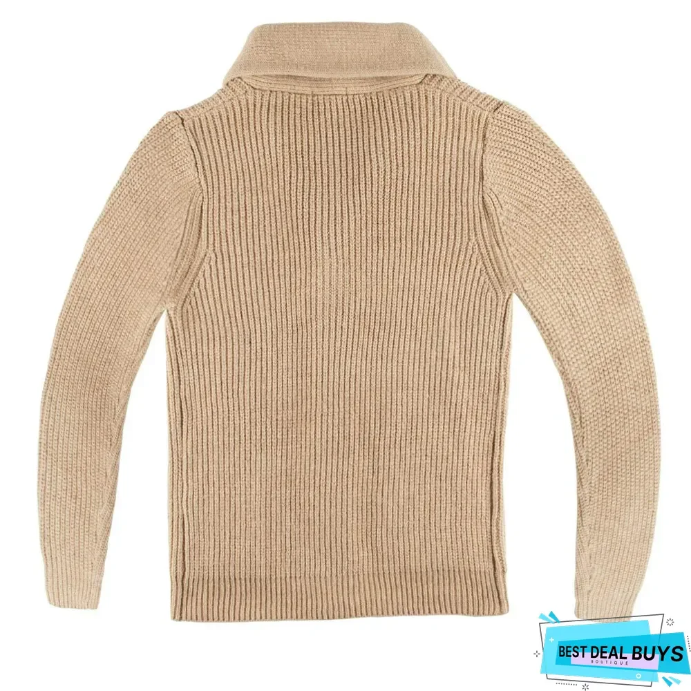 Men's Sweater Turtleneck Single Breasted Pocket Jacket Sweater Cardigan