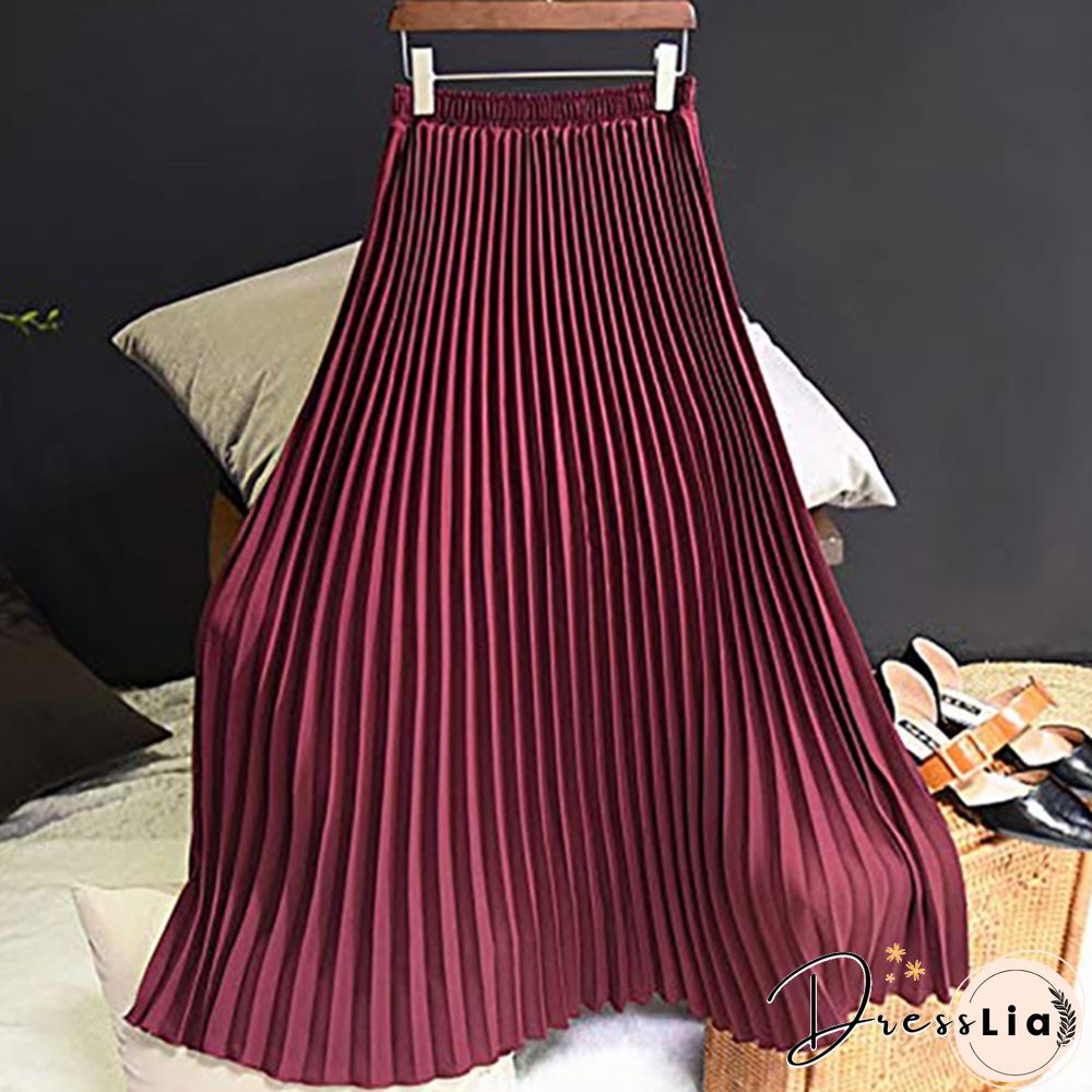 Summer New Fashion Women's Skirt One Size Multicolor Solid Pleated Skirt
