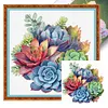 Succulent-18CT Stamped Cross Stitch 25*25cm/9.84*9.84in tapestrymarket