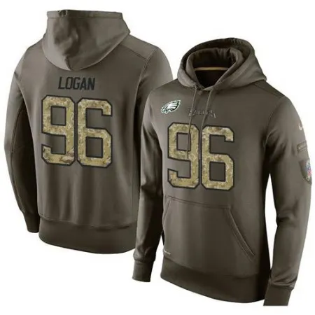 NFL Men's  Philadelphia Eagles #96 Bennie Logan Stitched Green Olive Salute To Service KO Performance Hoodie