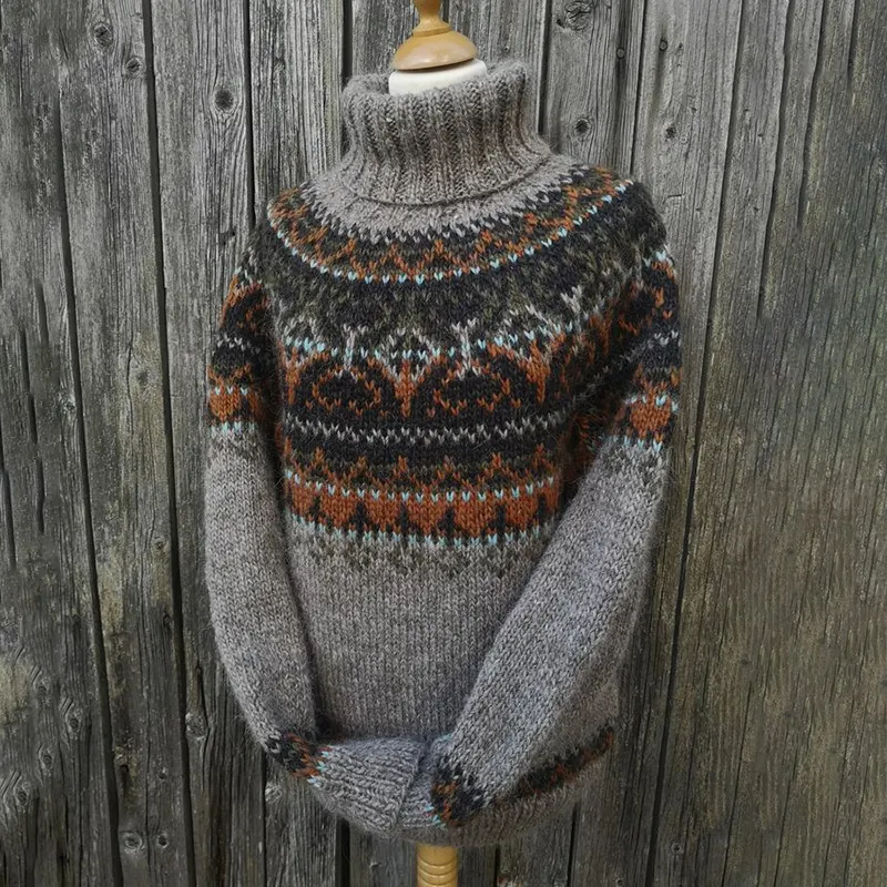Vintage Fairman Island Jacquard Turtleneck Sweater