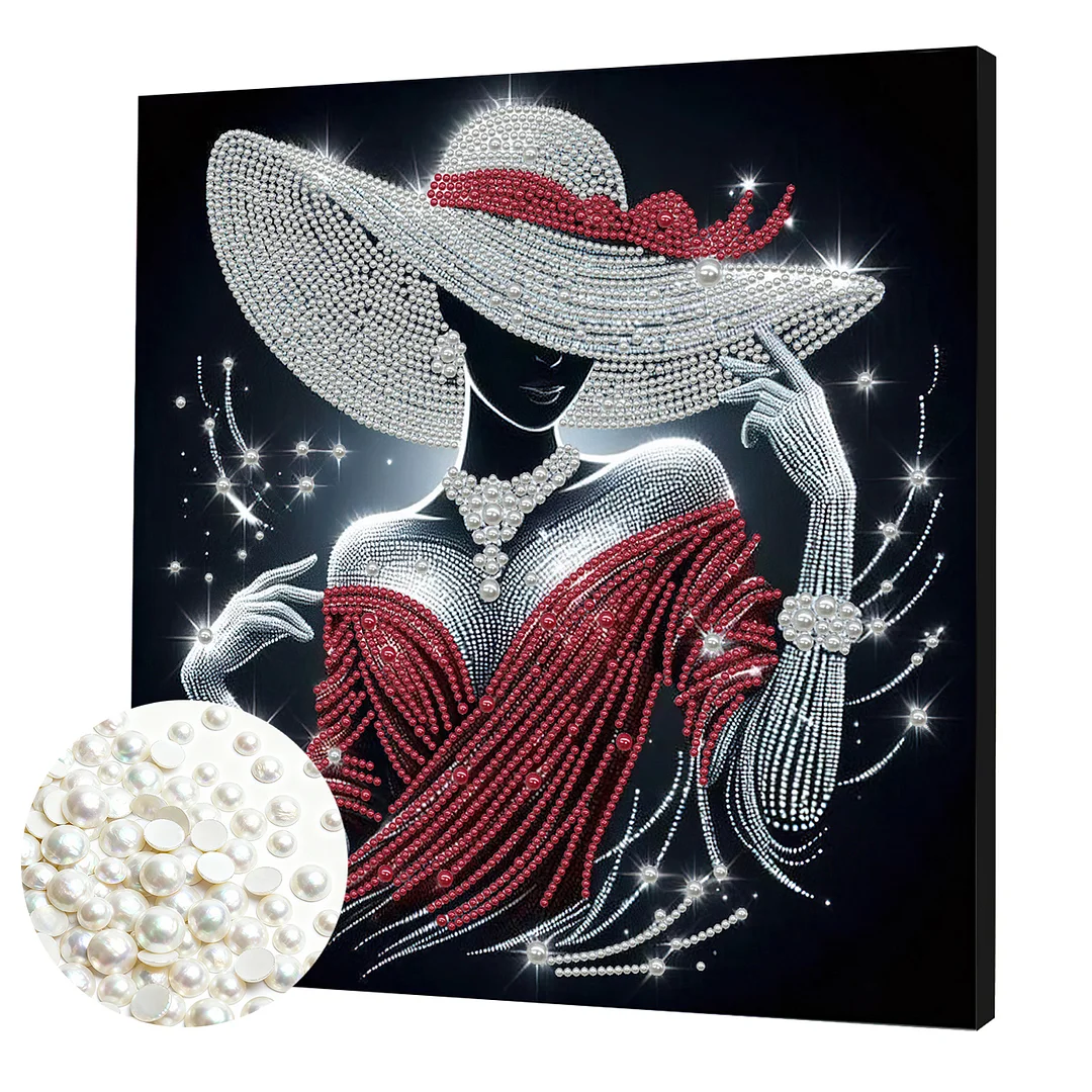 Elegant Lady - DIY Pearl Diamond Art Kit With Frame 30*30cm