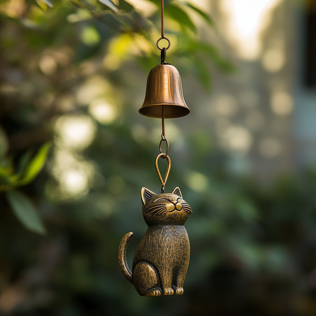 Purrfect Harmony Cat Wind Chime - Handcrafted Whimsical Decor for Cat Lovers