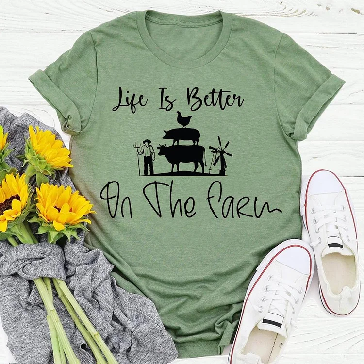 ANB - life is batter at the farm village life Retro Tee -03879