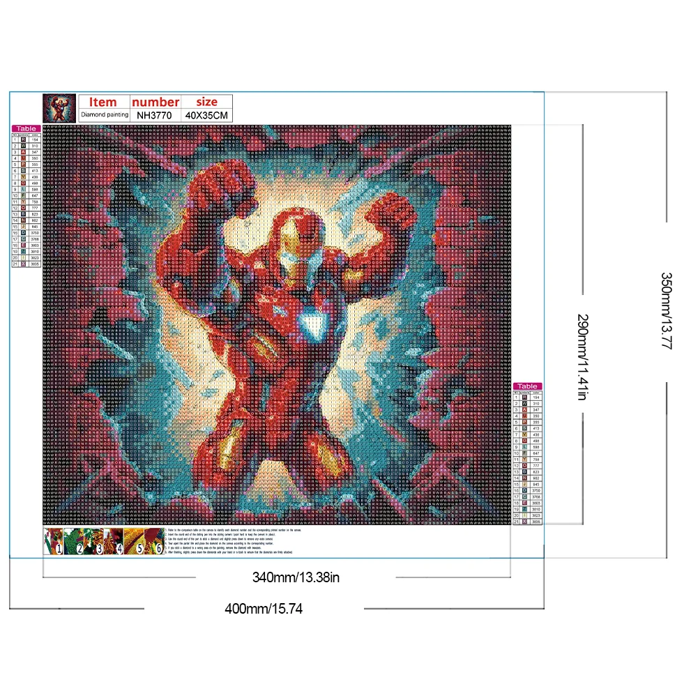 Diamond Painting - Full Round Drill - Iron Man Breaking Wall(Canvas|40*35cm)