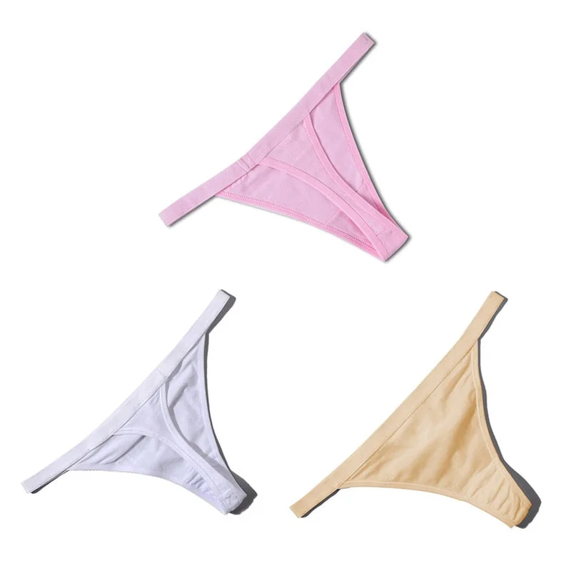 Sexy Women Cotton G String Thongs Low Waist Seamless Female Underpants Comfortable Ladies Underwear Lingerie 3/4 Pcs
