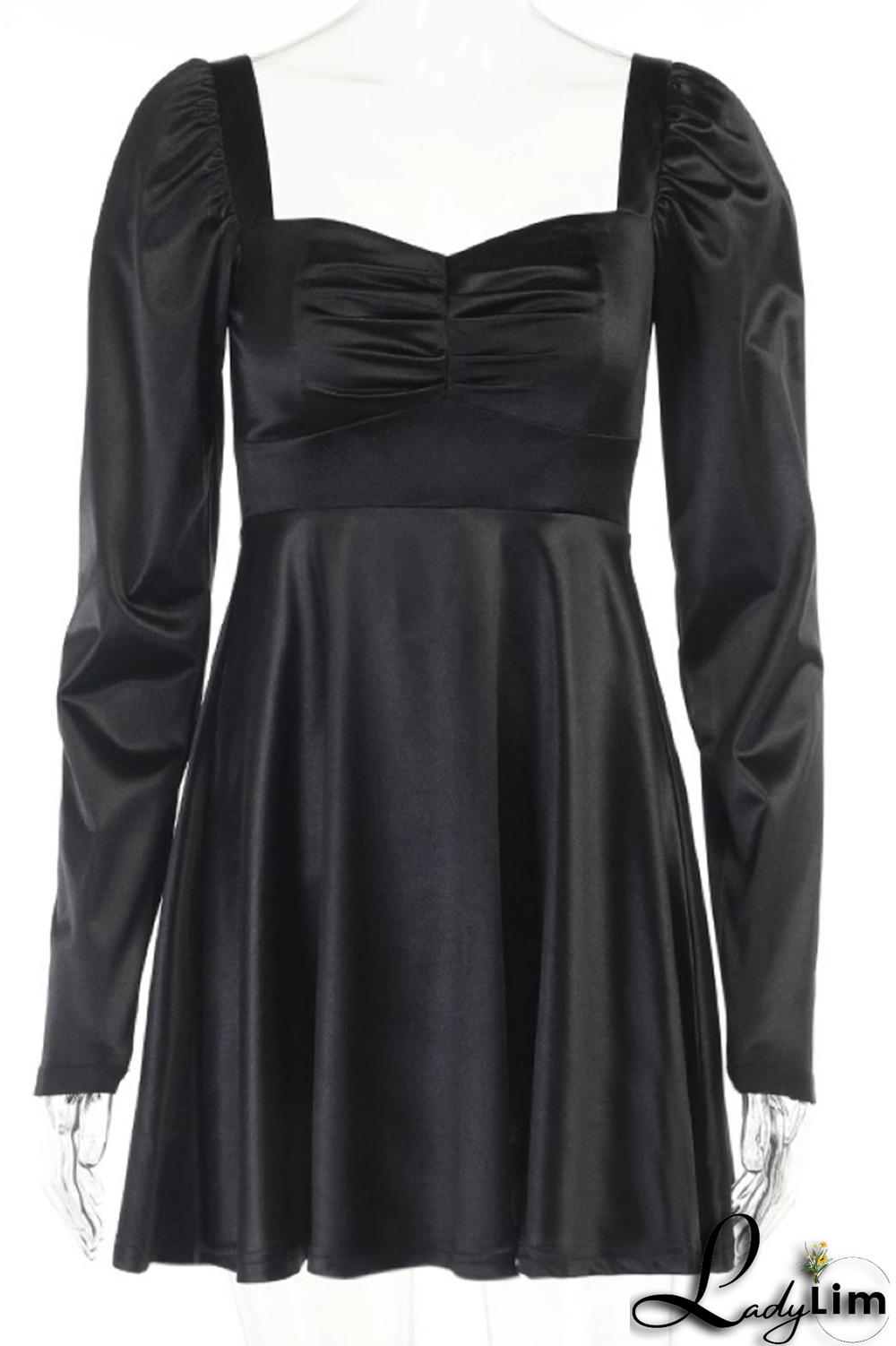 Burgundy Sexy Solid Split Joint Square Collar Cake Skirt Dresses