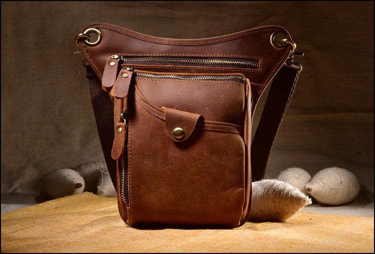 Men's bag retro crazy horse leather men's horizontal shoulder messenger bag