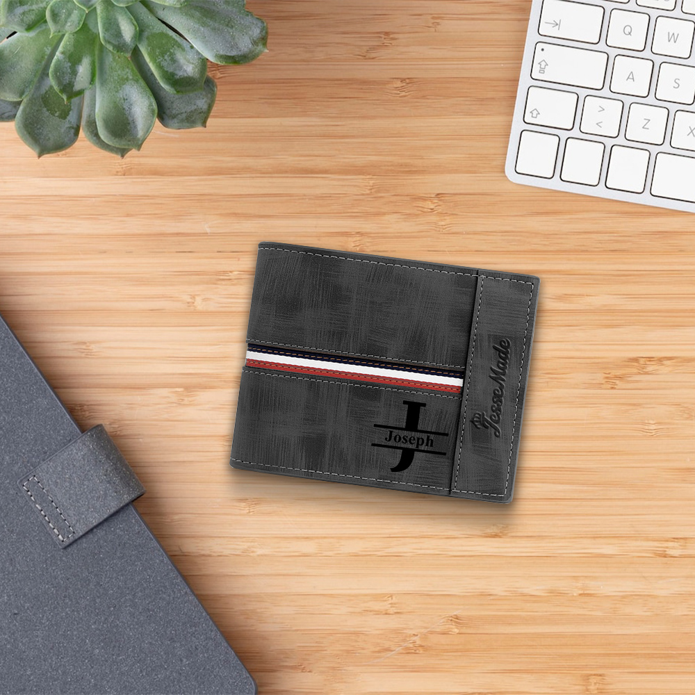 Portefeuille Classique 1 Prénom et Lettre Personnalisés avec Photo Porte-Monnaie Carte