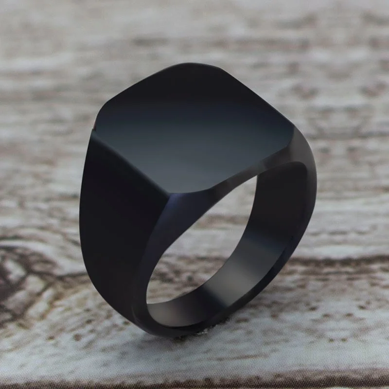2022 Fashion Simple Style Black Square Ring
