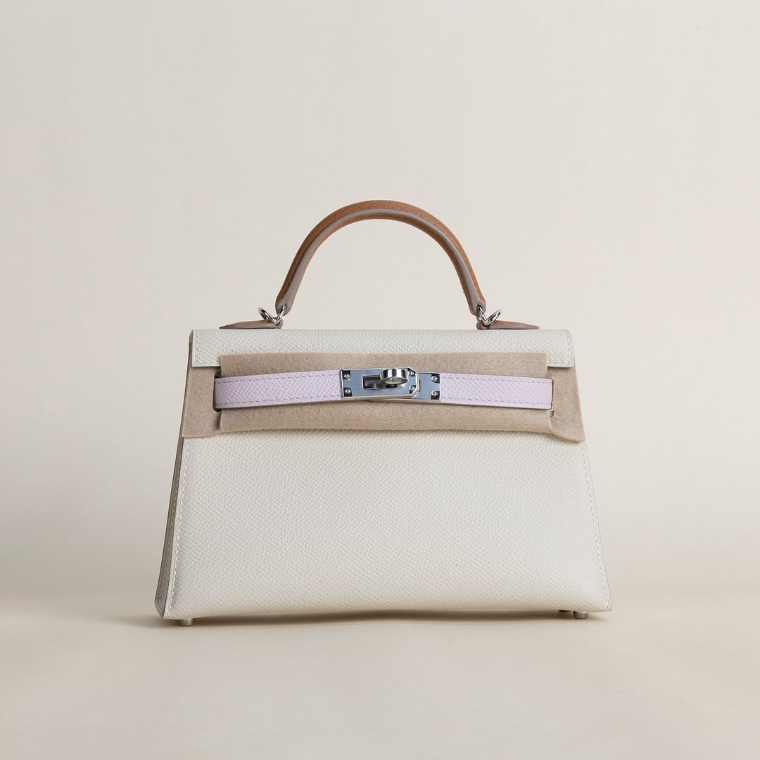 Mini Kelly II Epsom 10 Craie/ 37 Gold/ 09 Mauve pale PHW