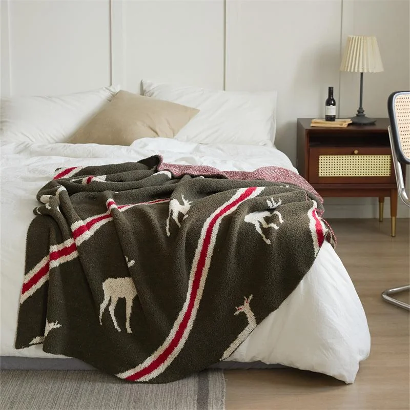 Christmas Fawn Knitted Blanket Sofa Blanket