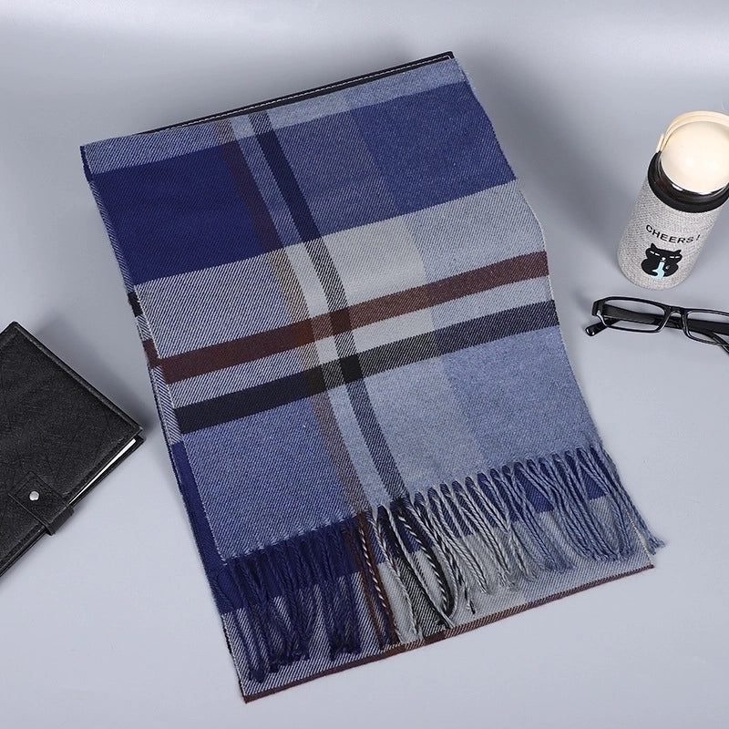 Autumn And Winter New Men’s Scarf Warm Korean Style British Plaid Cashmere Versatile Classic Men’s And Women’s Student Scarf