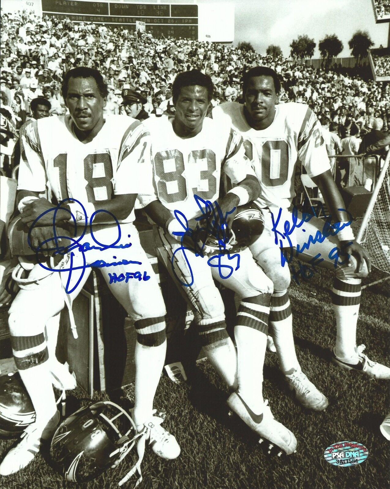 Kellen Winslow Charlie Joiner John Jefferson Signed Chargers 8x10 Photo Poster painting PSA/DNA