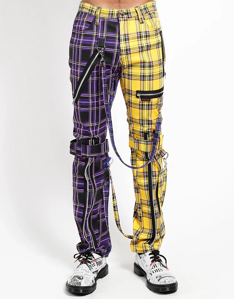 SPLIT LEG PLAID BONDAGE PANT