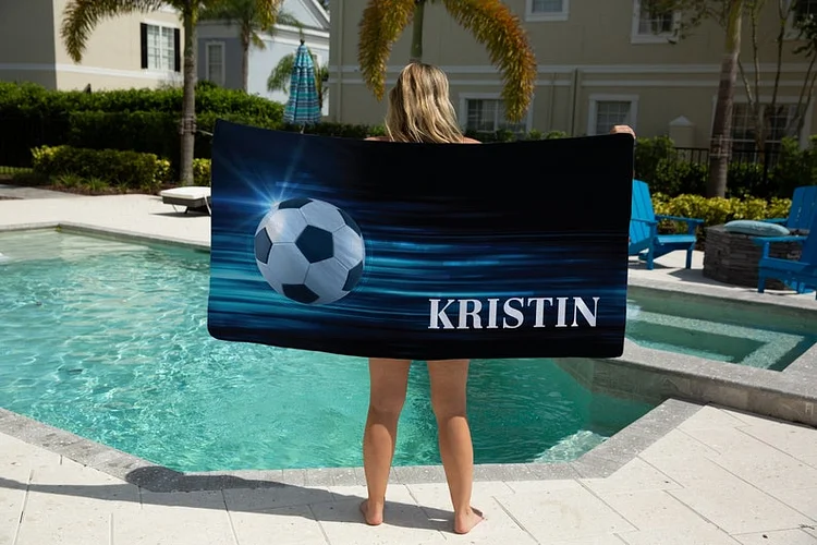 Soccer Beach Towel, Kids Beach Towel Personalized | DYTowel523