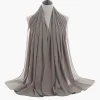 Plain Color Soft Chiffon Long Gauze Shawl Women Hijab
