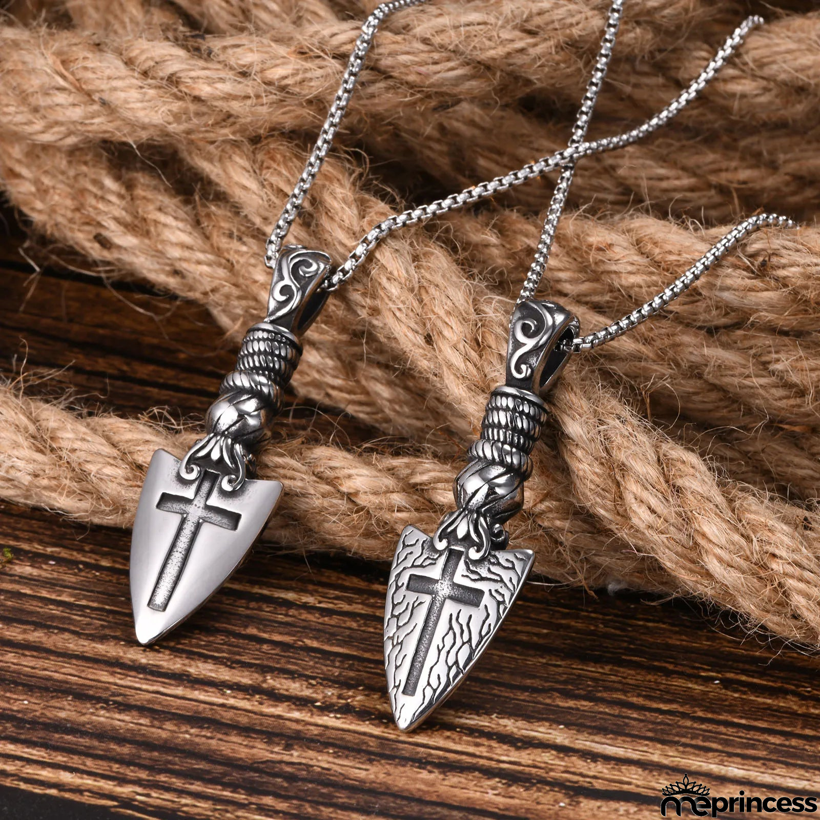 Men's Metal Stainless Steel Link Chain Trendy Arrow Head Necklace