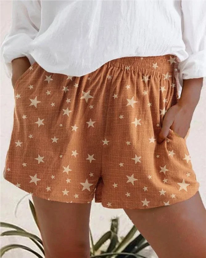 star print waistband shorts p268036