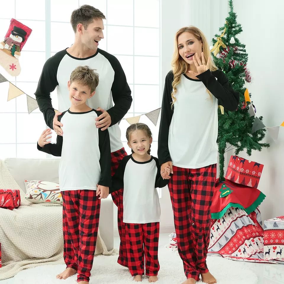 「❉New Year - 40% Off」Family Matching Black Red Cotton Pajamas Set