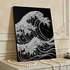 (30x40cm)Waves DIY Pearl Painting Framed Grape Handmade Pearl Material Art Kit Living Room Decor