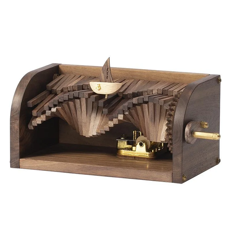 Hand Cranked Wooden Wave Machine Music Box