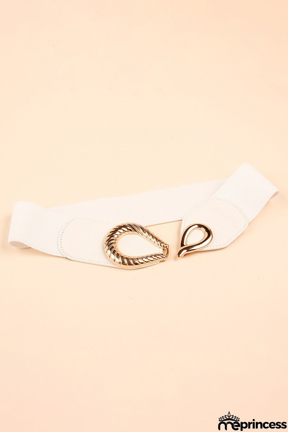 Ribbed Alloy Buckle Elastic Belt