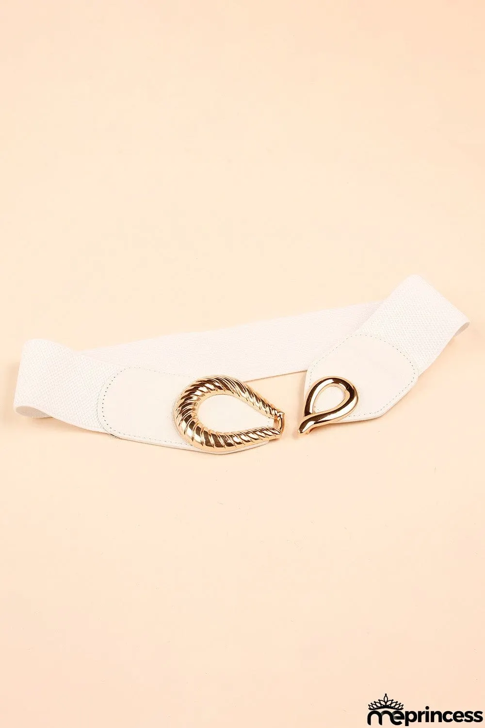 Ribbed Alloy Buckle Elastic Belt