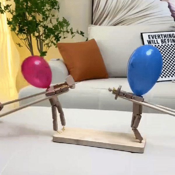 Balloon Bamboo Man Battle - 2024 New Handmade Wooden Fencing Puppets--50%  OFF