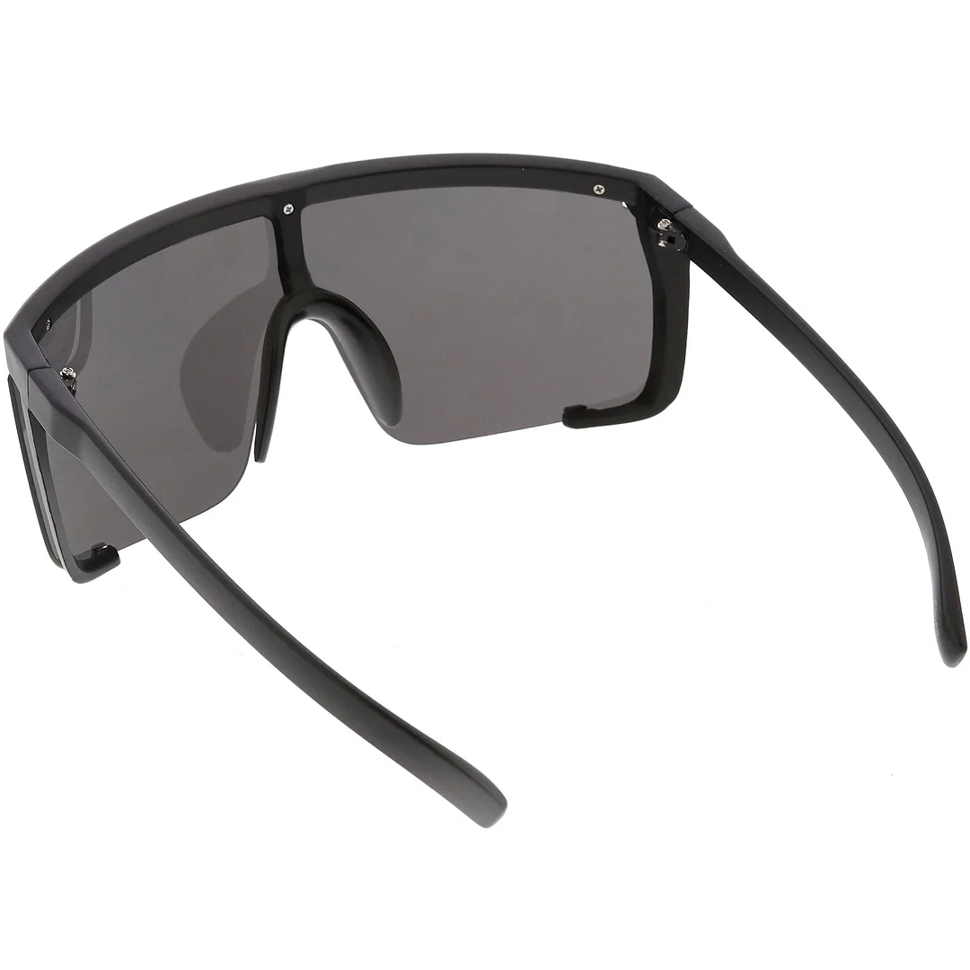 Oversize Semi Rimless Shield glasses Color Tinted Mono Lens 81mm